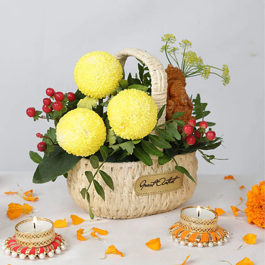 Laxmi Idol and Flowers Basket
