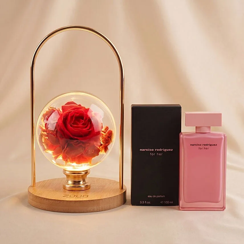 LED Rose Lamp & Narciso Rodriguez Perfume Set
