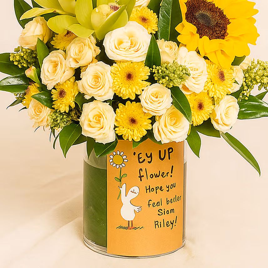 Get Well Soon Message Flowers Arrangement
