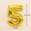 Elegant Gold Foil Number 5 Balloon - 18 Inches Air Filled