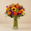 Vibrant Mixed Flowers Glass Vase