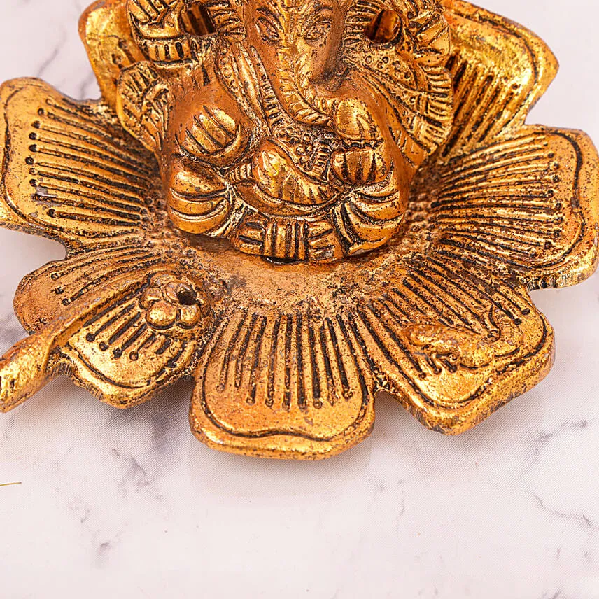 Golden Lotus Ganesha Idol