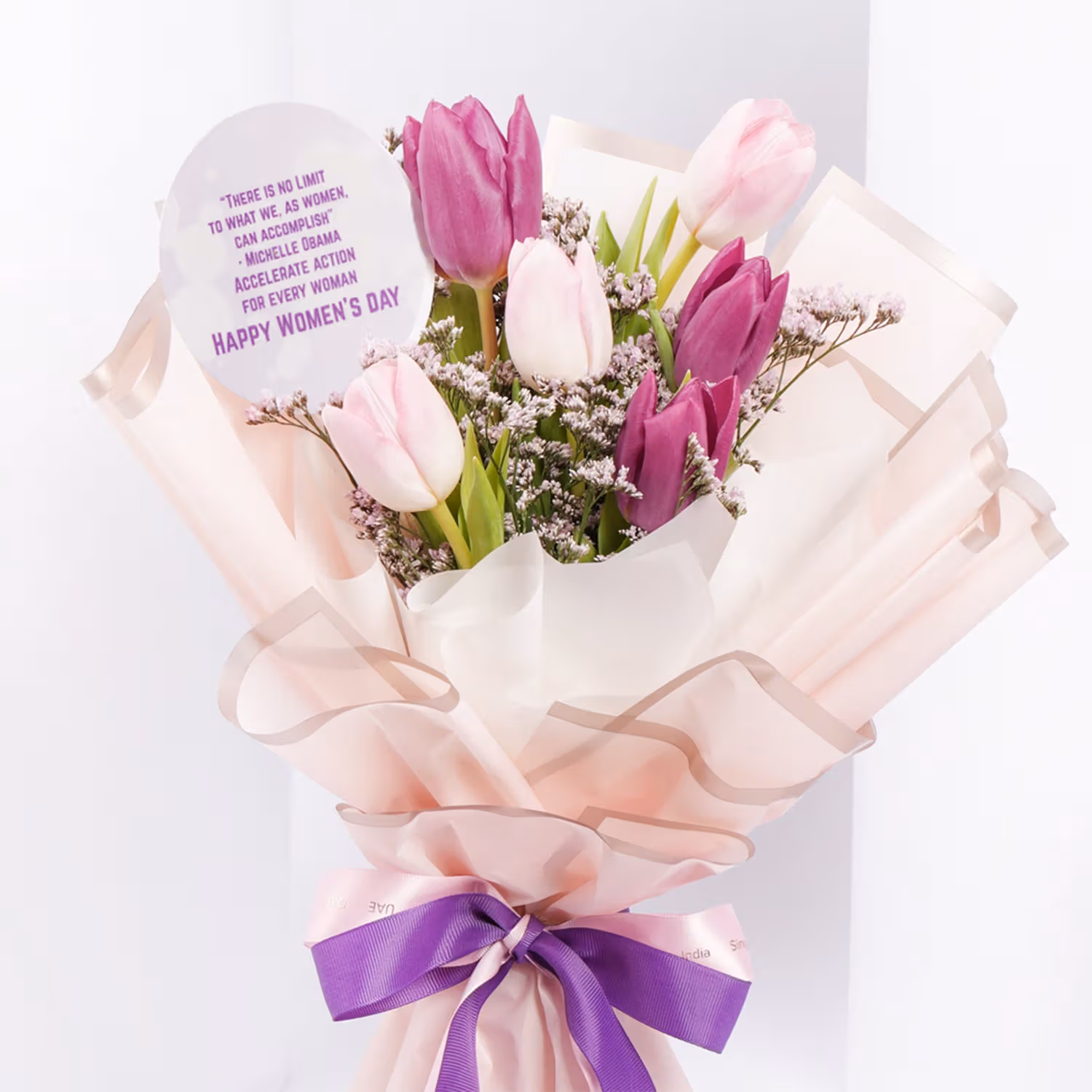 Elegant Blushing Tulip Bouquet for Celebrating Women's Day