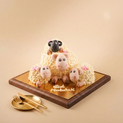 Sheep Family Eid Celebration Cake