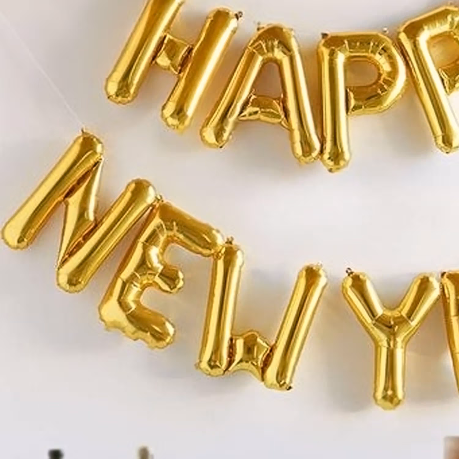 Elegant Golden Happy New Year Alphabet Balloon Set