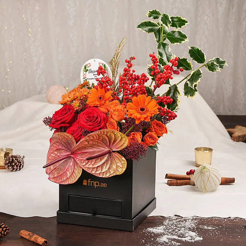 December Birthday Flowers and Chocolate Box
