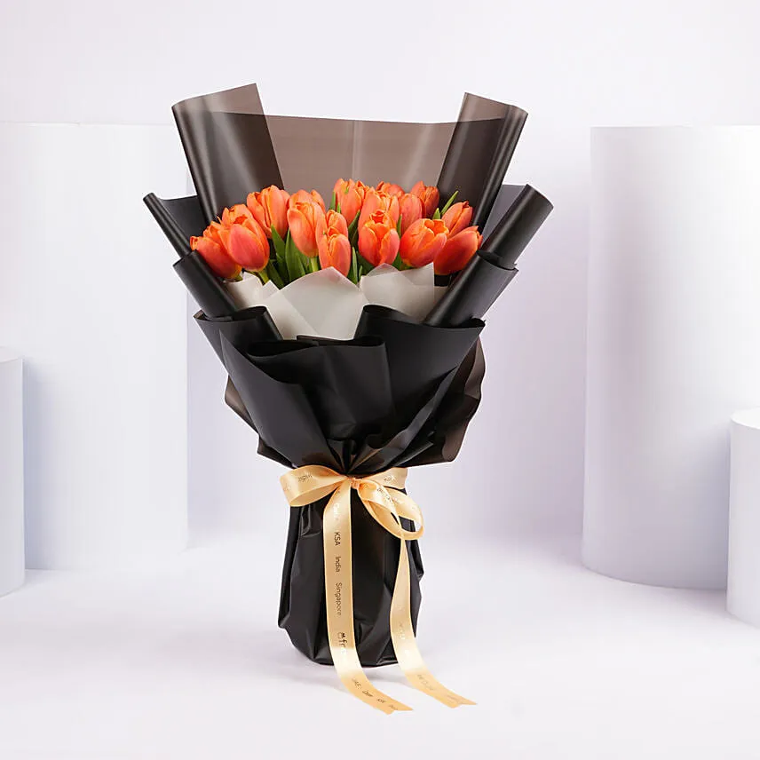 Premium Orange Tulips Bouquet