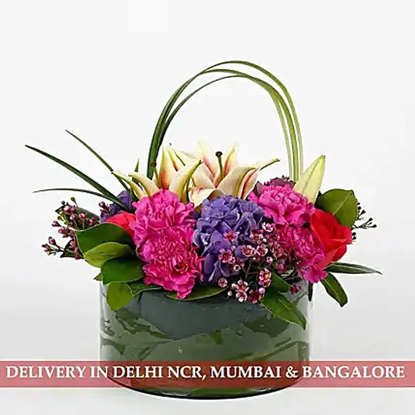 Carnations Roses Premium Vase Arrangement
