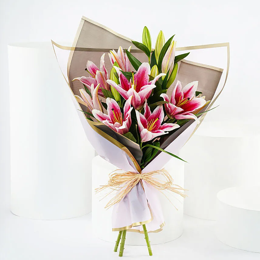 Pink Lilies Elegance Bouquet