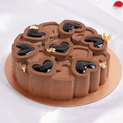 Decadent Half Kg Chocolush Cake with Heart-Shaped Chocolate Glaze