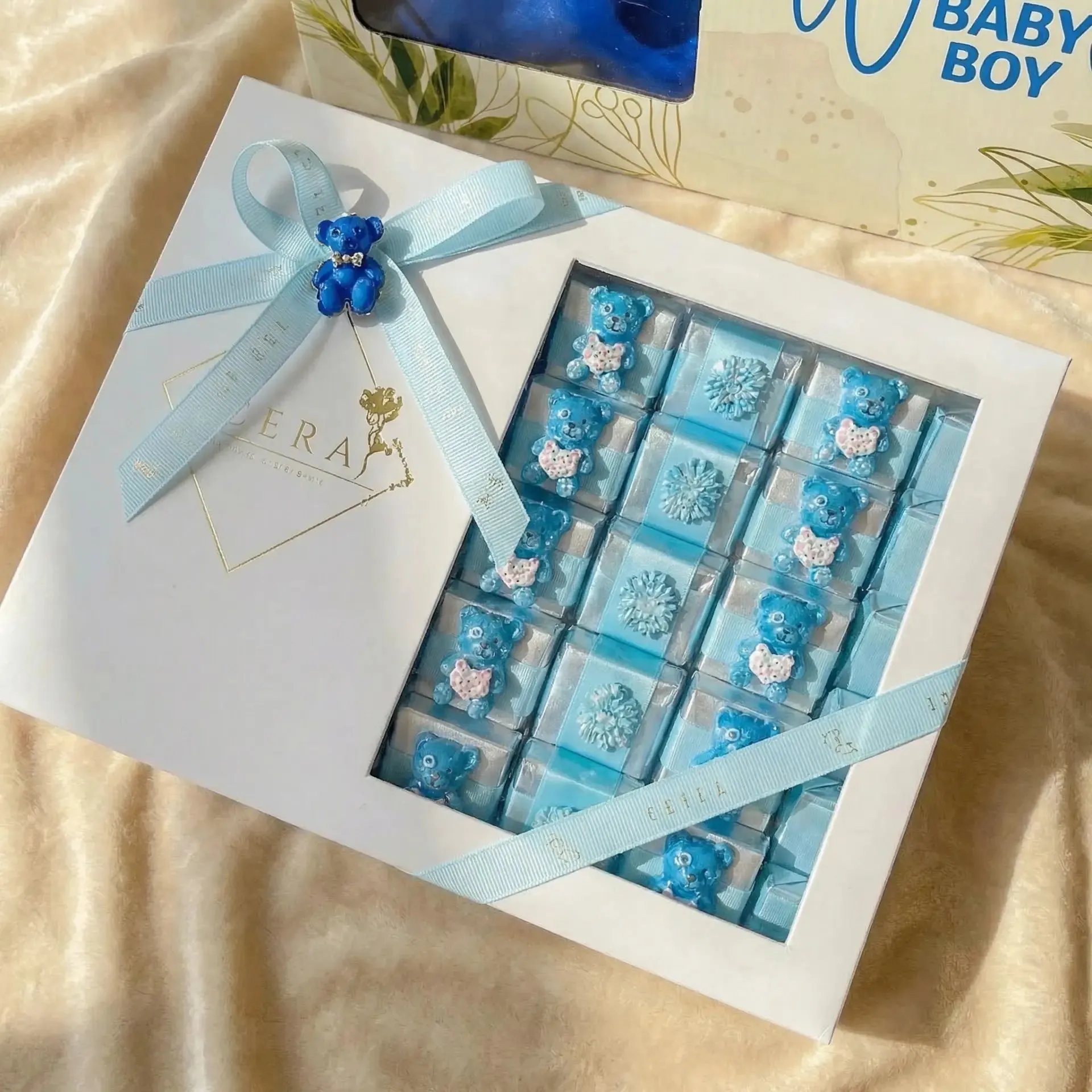 Heavenly Blue Welcome Bloom with Opera Chocolates