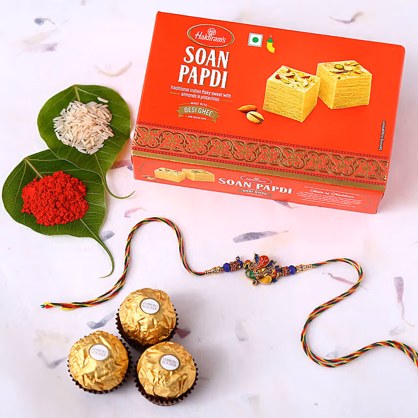 Sneh Ganesha Rakhi With Soan Papdi & Ferrero Rocher