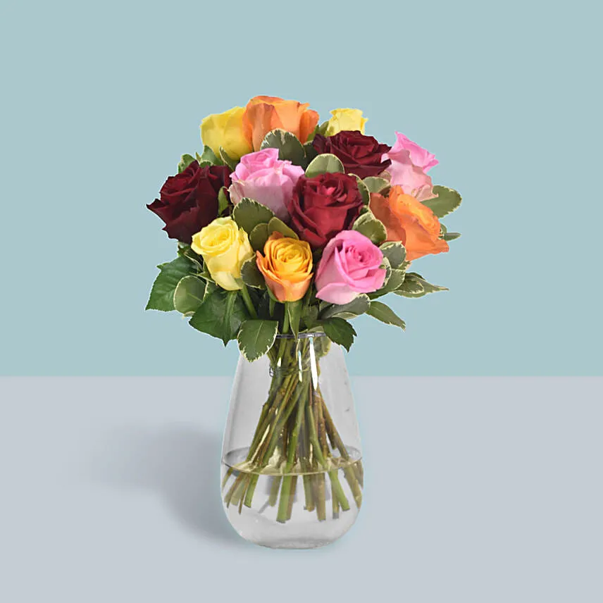 20 Vivid Roses in Vase