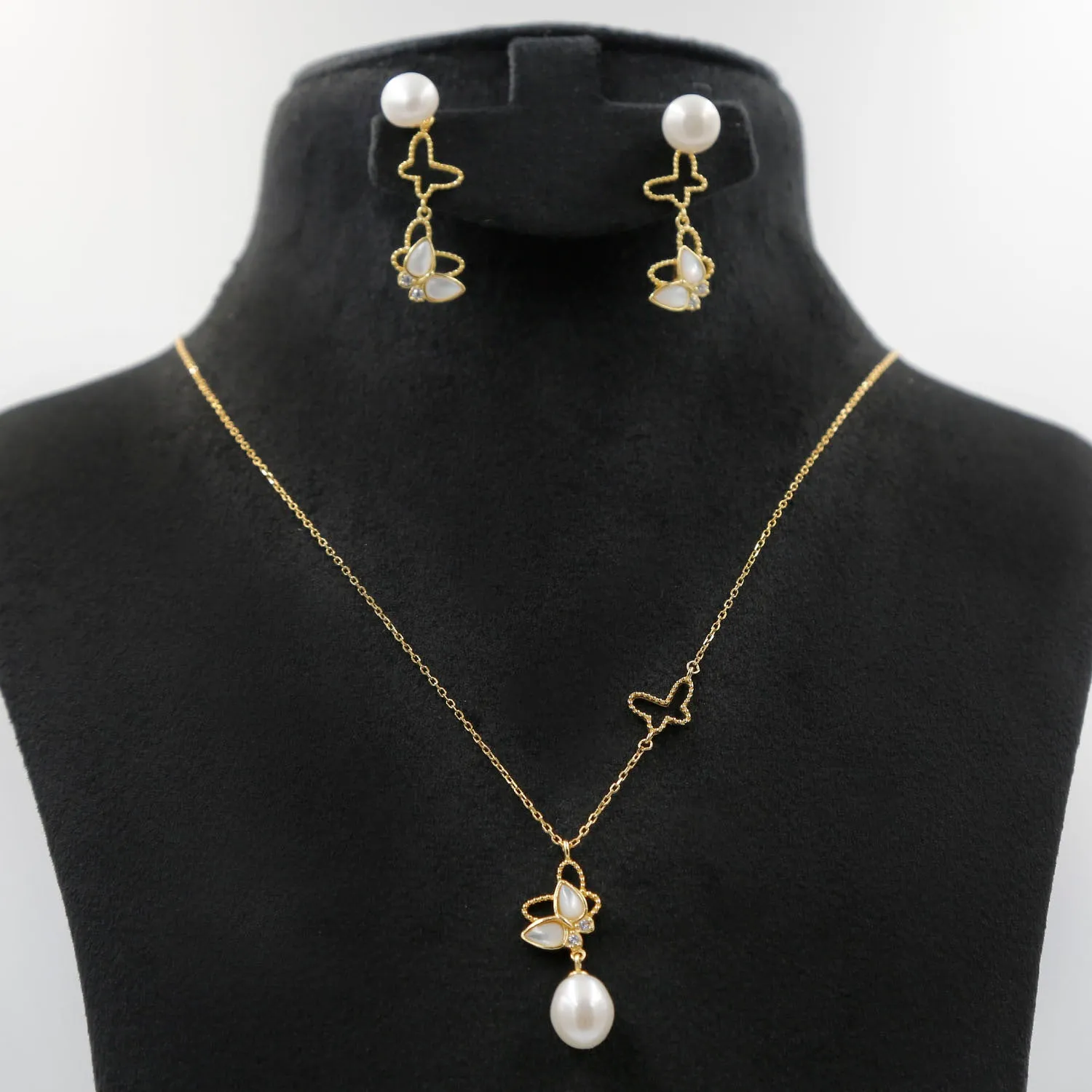 Butterfly Gold Plated Sterling Silver Set N Flower Bouquet