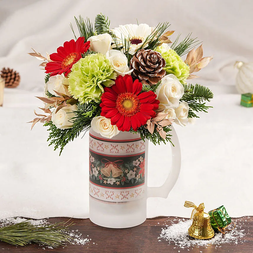 Mixed Flowers Christmas Arrangment