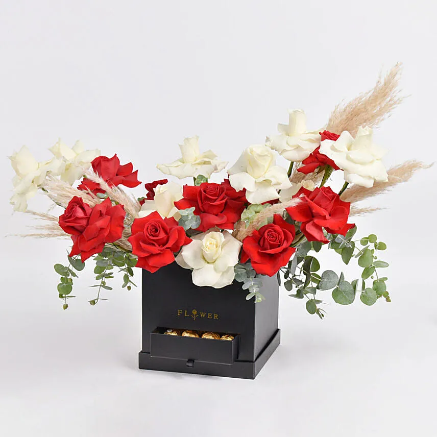 Red and White Roses Beauty Box
