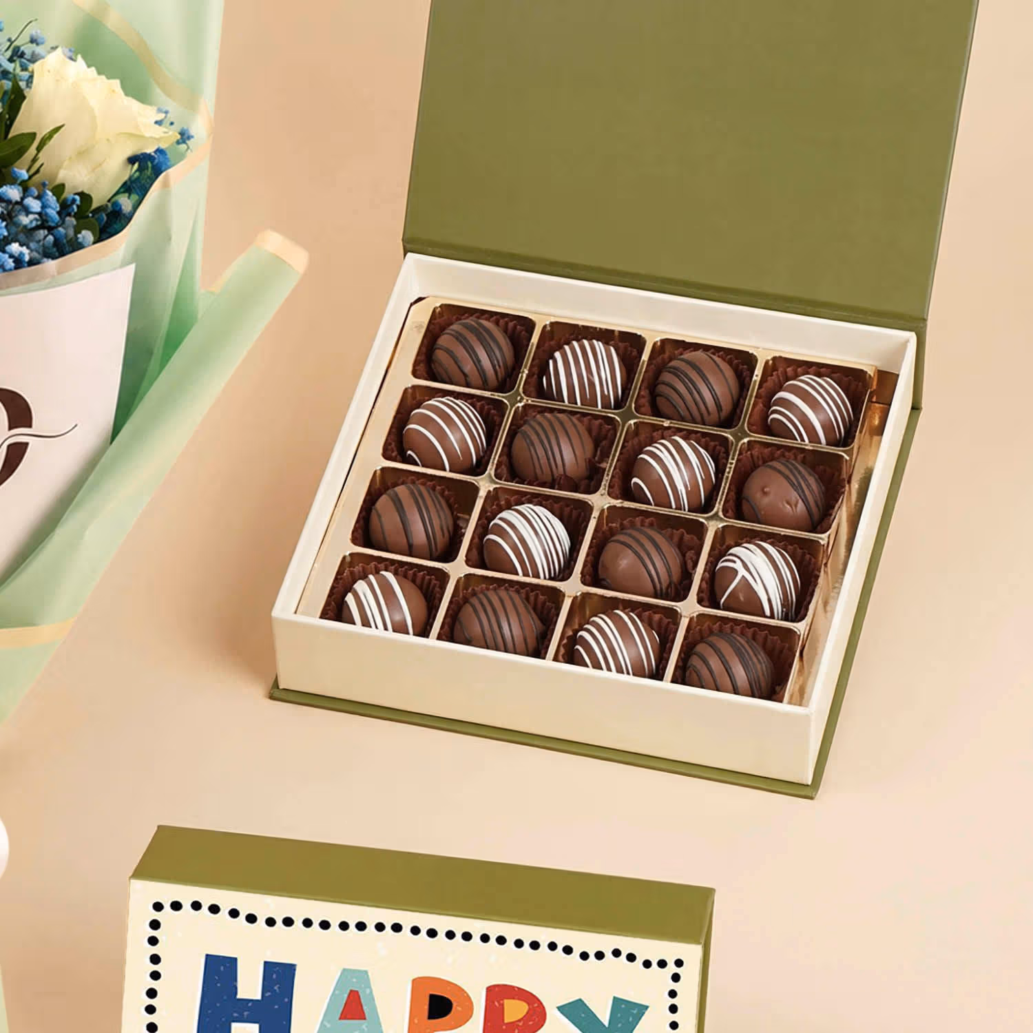 Father's Day Chocolate and White Roses Bouquet