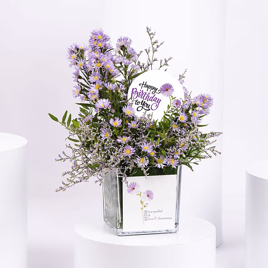 September Birthday Wishes Aster Flowers
