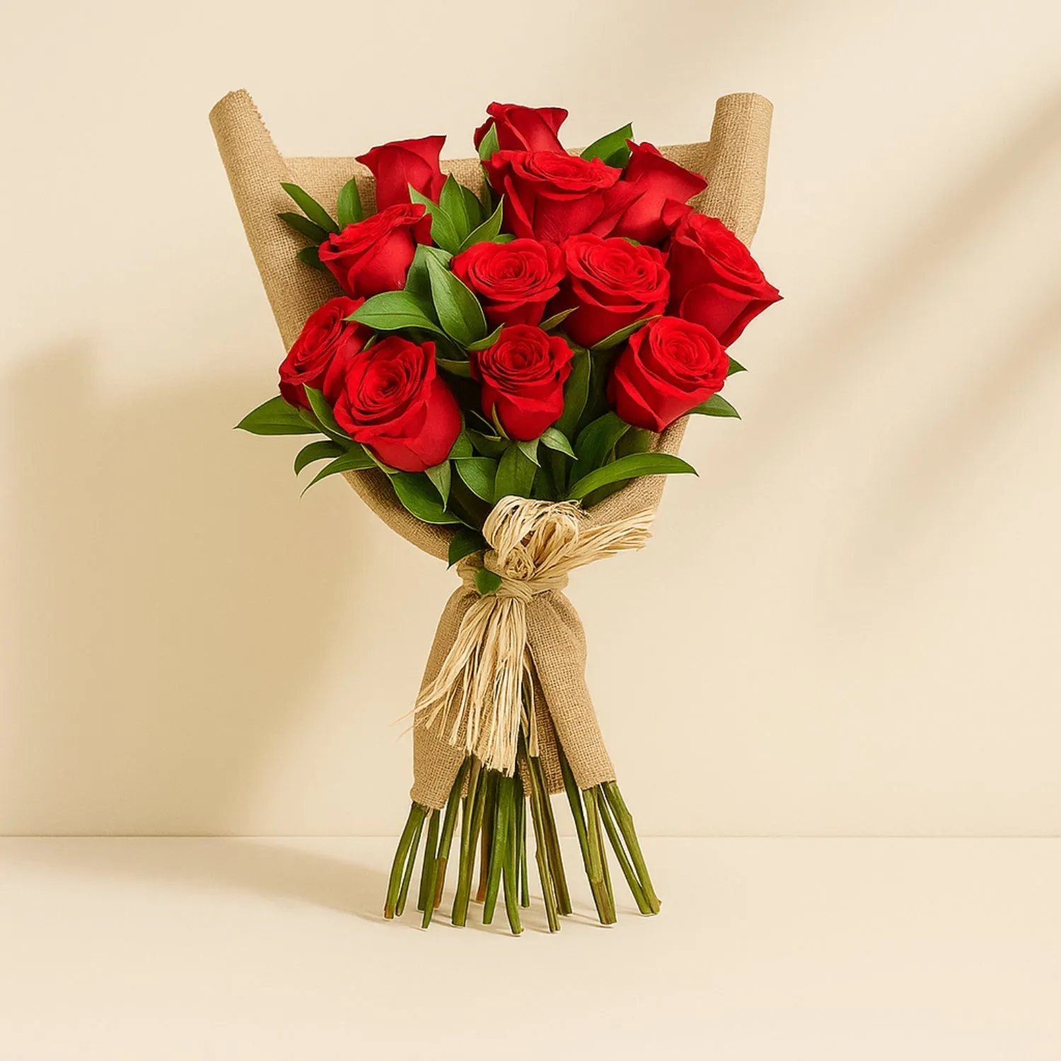 12 Valentines Red Roses Bouquet