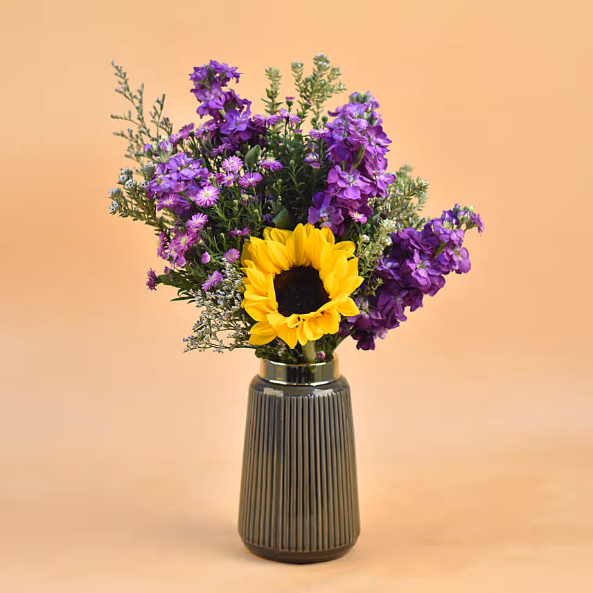 Vibrant Mixed Flowers Designer Vase
