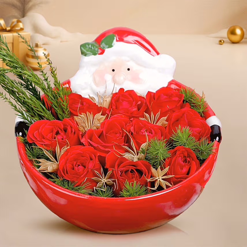 Santa Bowl of Roses