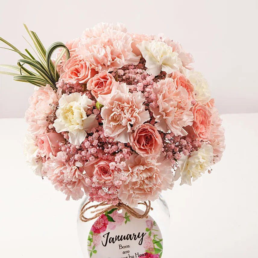 January Birthday Wishes Flower Vase