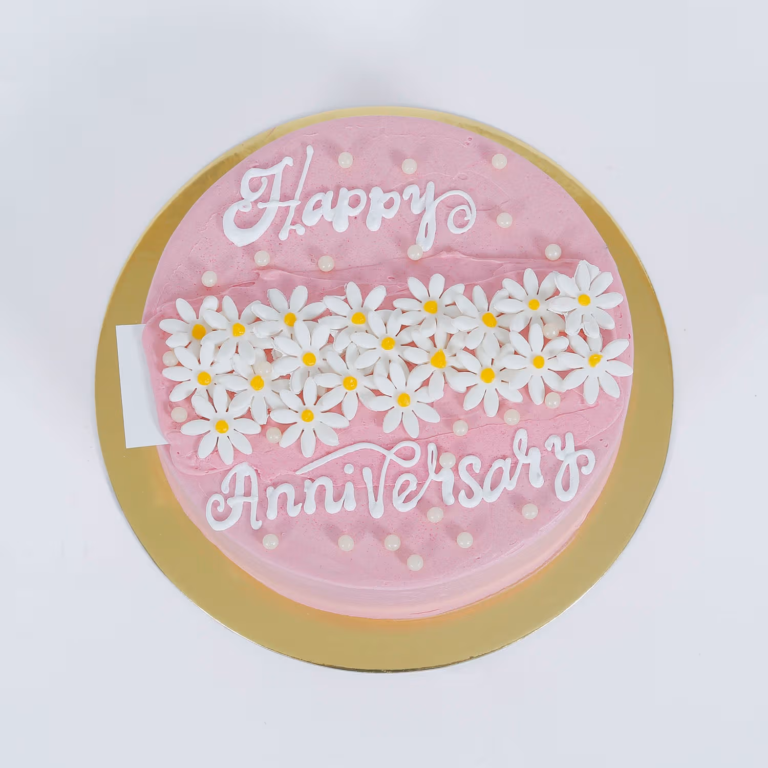 Elegant Pink Chocolate Anniversary Cake with Floral Design