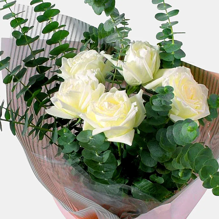 White Roses Innocence Bunch