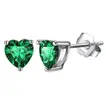 Elegant Heart-Shaped Green Glow Silver Earrings with Emerald Crystals