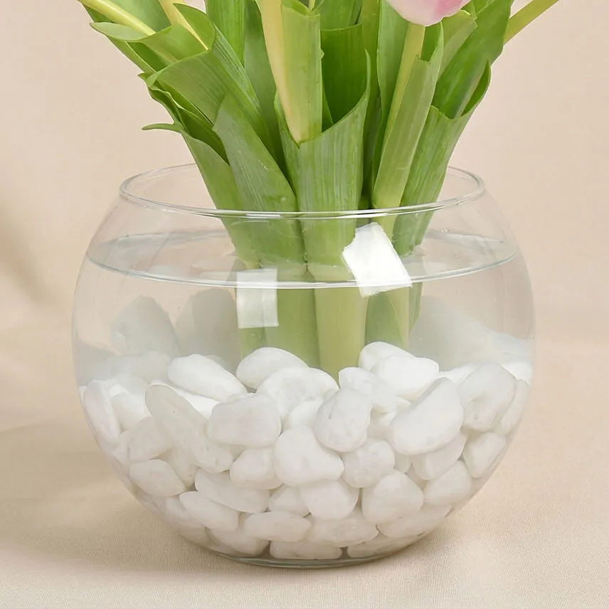 10 Tulips in Fish Bowl