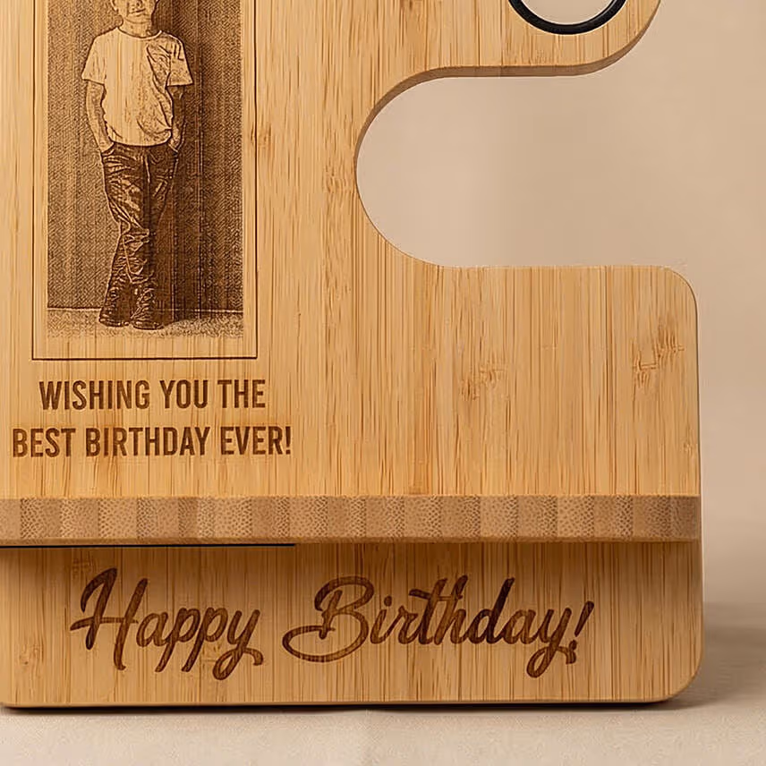 Personalised Engraved Wooden Mobile Stand