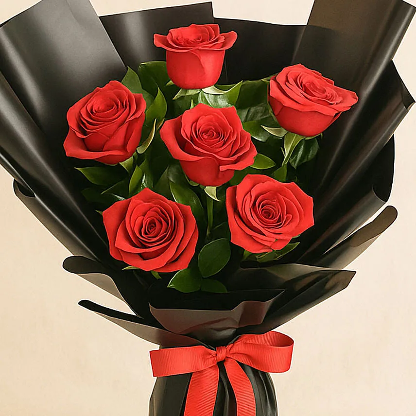 Bunch of Beautiful 6 Red Roses