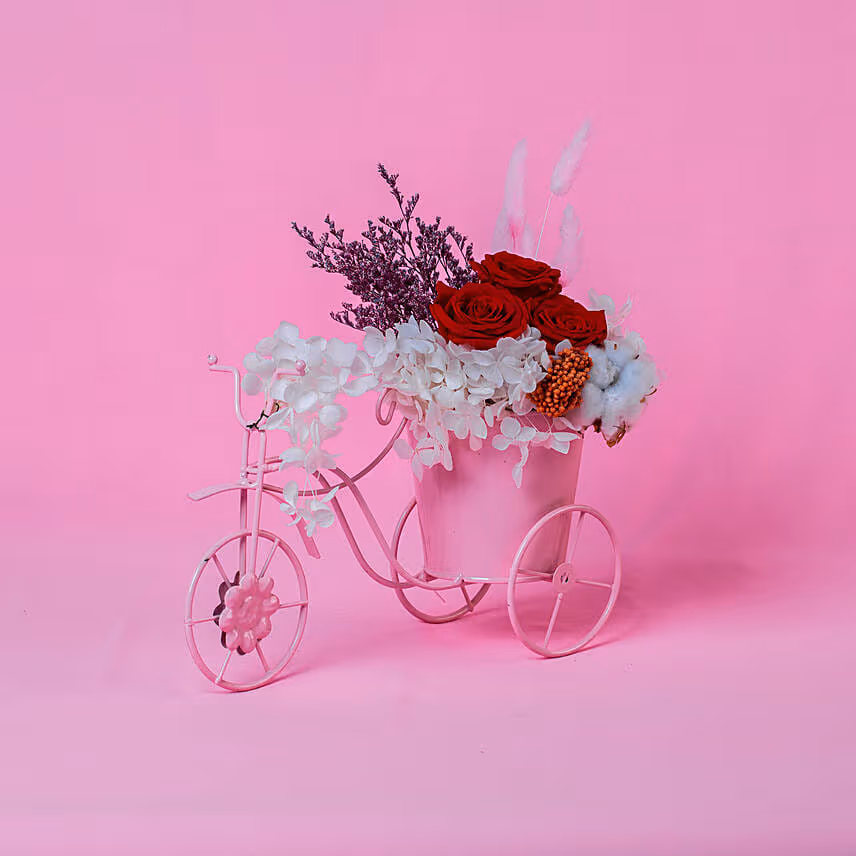 Mixed Flowers Bicycle Arrangement for Valentine