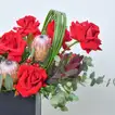 Elegant Radiant Roses and Anthurium Arrangement with Chocolates