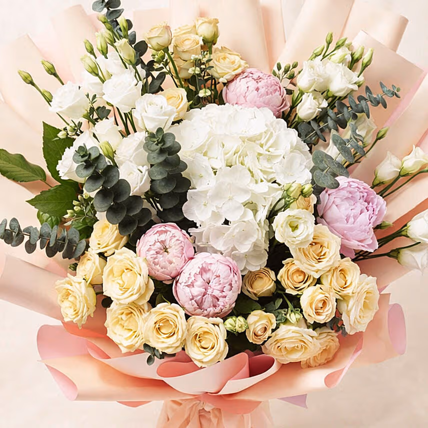Ravishing Mixed Flowers Wrapped Bouquet