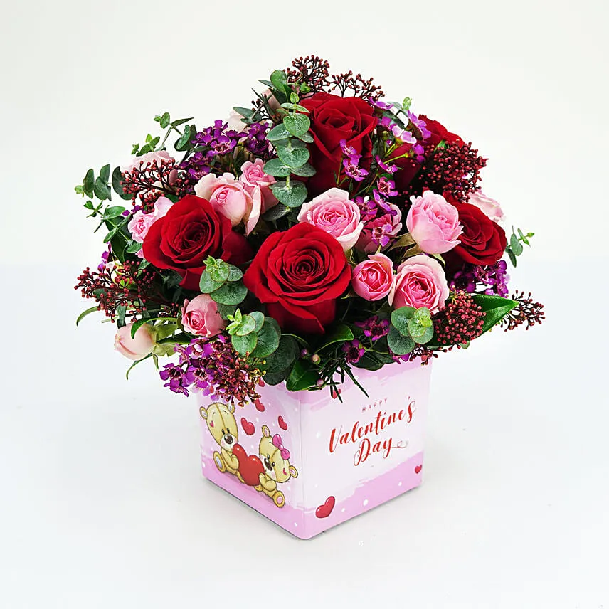Floral Cuddle With I Love You Balloon For My Valentine