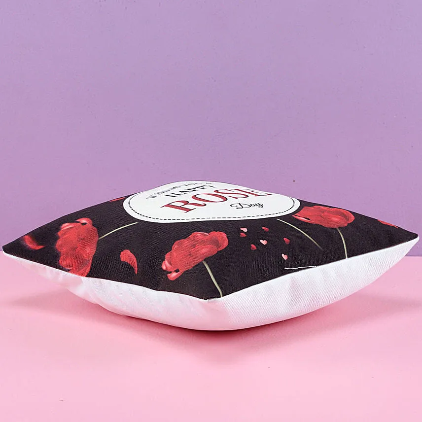 Rose Day Greetings Printed Led Cushion