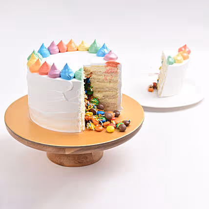 Delightful Rainbow Surprise Cake - Perfect Vanilla Cream Indulgence
