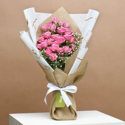 Elegant Blushing Beauty Pink Rose Bouquet