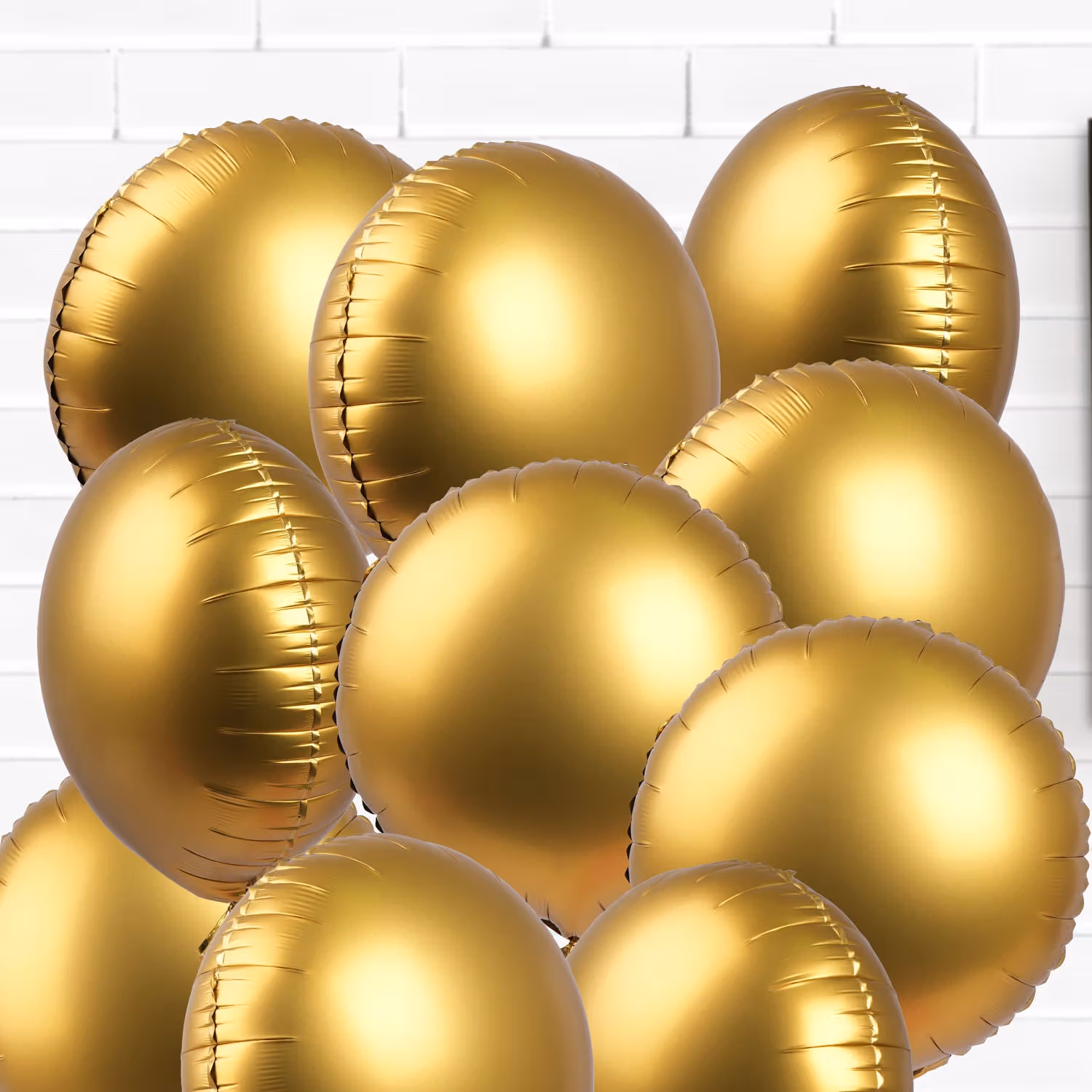 Helium Filled 10 Golden Foil Balloons
