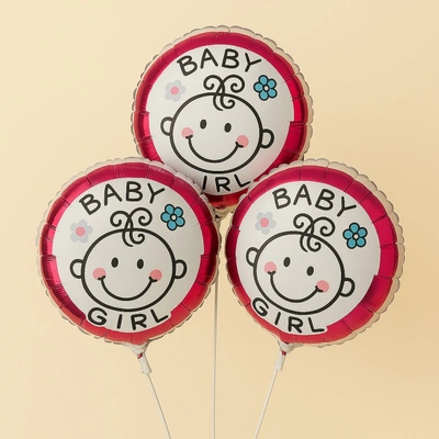 Adorable Baby Girl Foil Helium Balloons - Set of 3