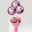Celebrate a New Arrival: Pink Roses Bouquet with 'It's a Girl' Balloons