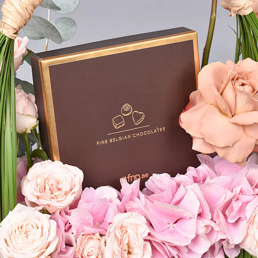 Natures Basket of Flowers with Chocolates
