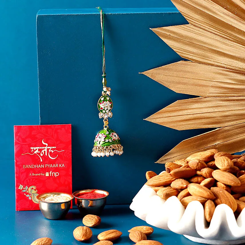 Sneh Designer Lumba Rakhi & Almonds