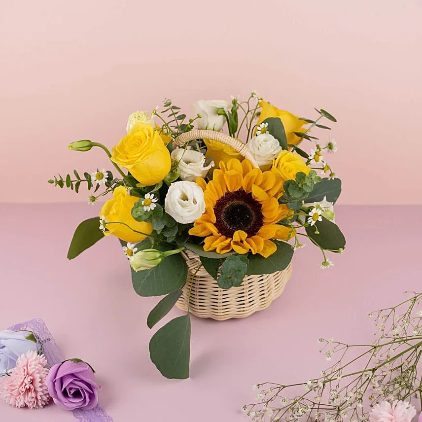 Vibrant Mixed Flowers Basket