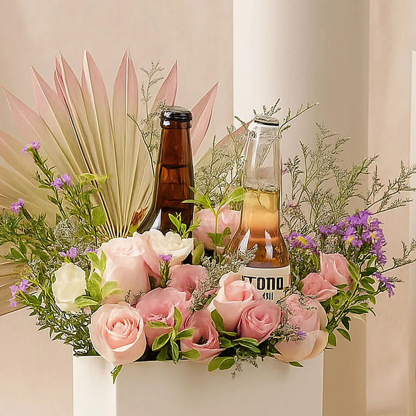Floral & Beer Gift Box with Ferrero Rocher