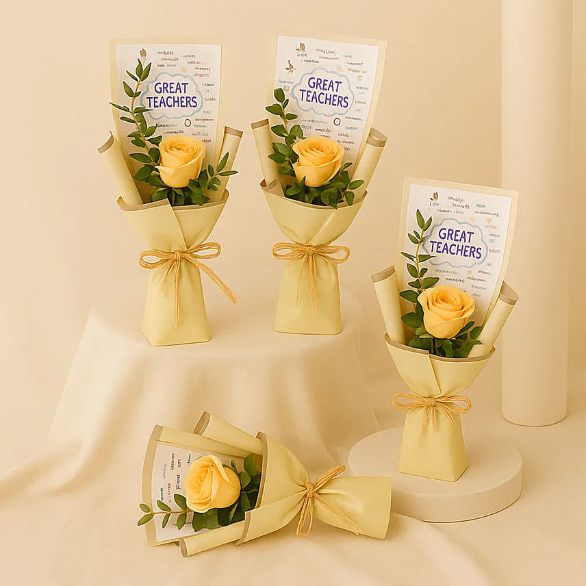 Rose Bouquet Set of 4 for Teacher