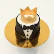 Elegant Best Man Tuxedo Cake with Golden Crown
