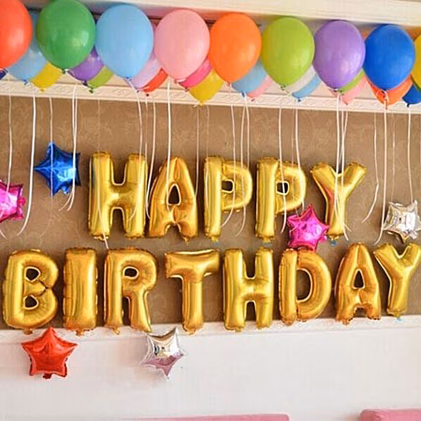 Happy Birthday Colourful Balloon Decor