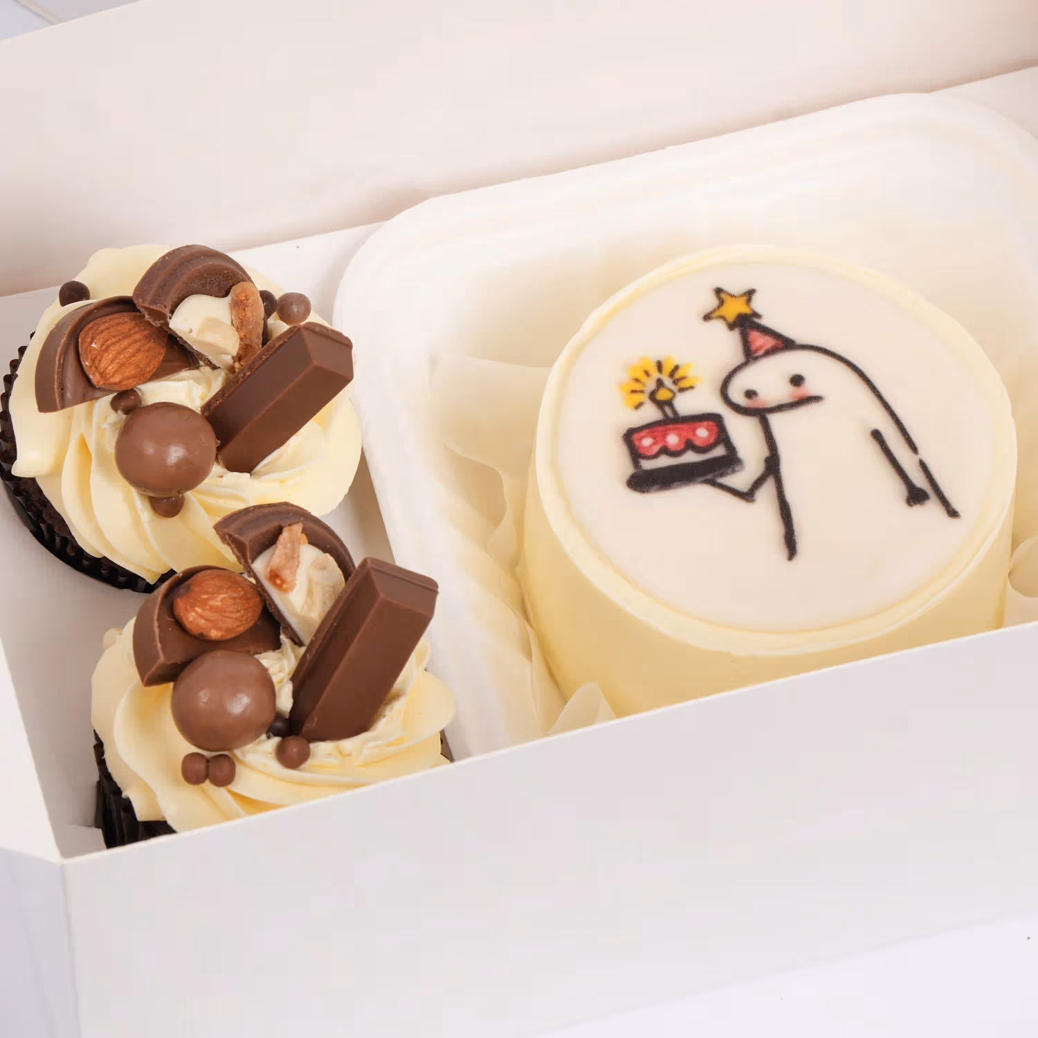 Flork Meme Birthday Bento Cake Box with Chocolate Cupcakes